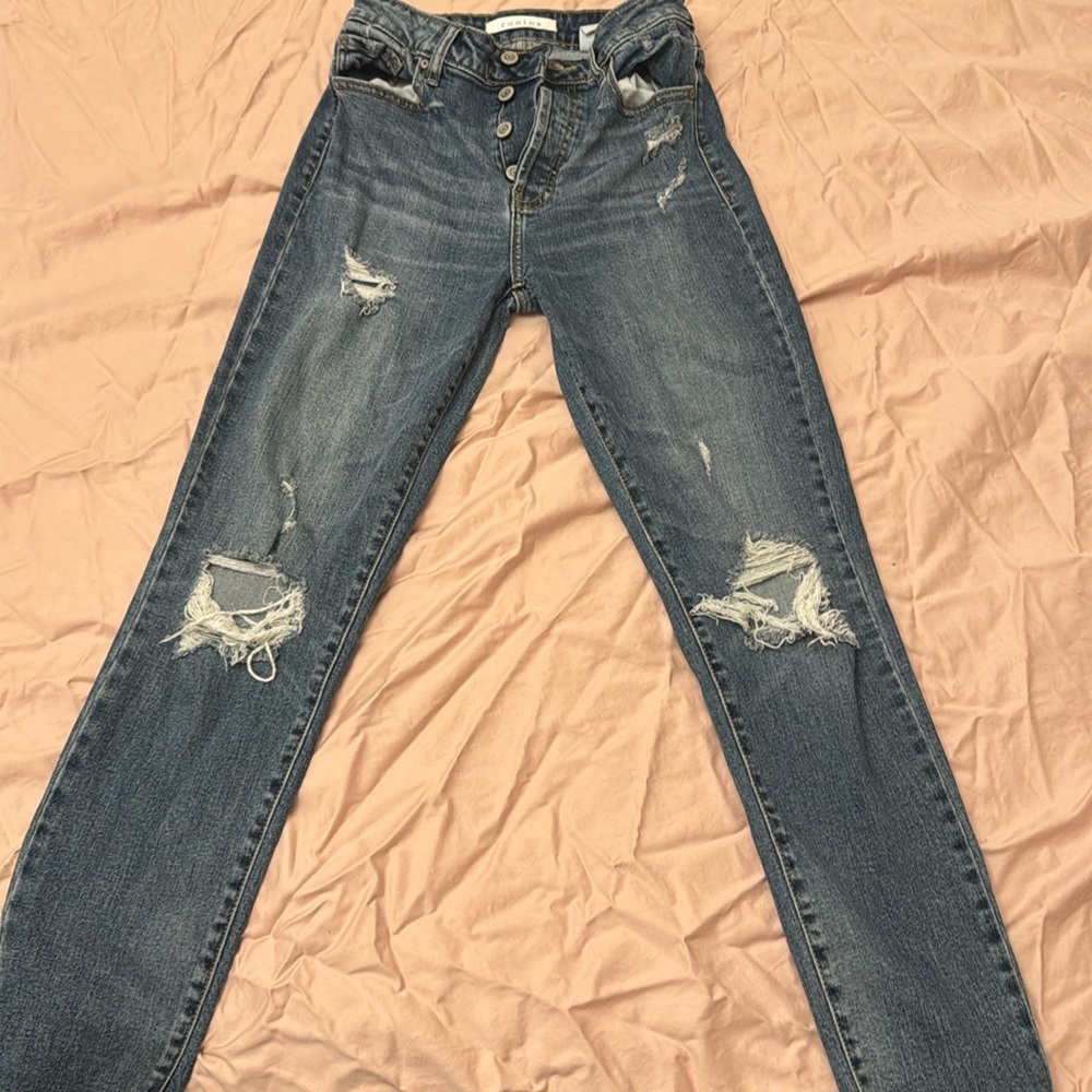 Eunina ripped super high rise skinny jeans